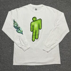 Billie Eilish Word Tour White Green Airbrush Long Sleeve Shirt Size M‎